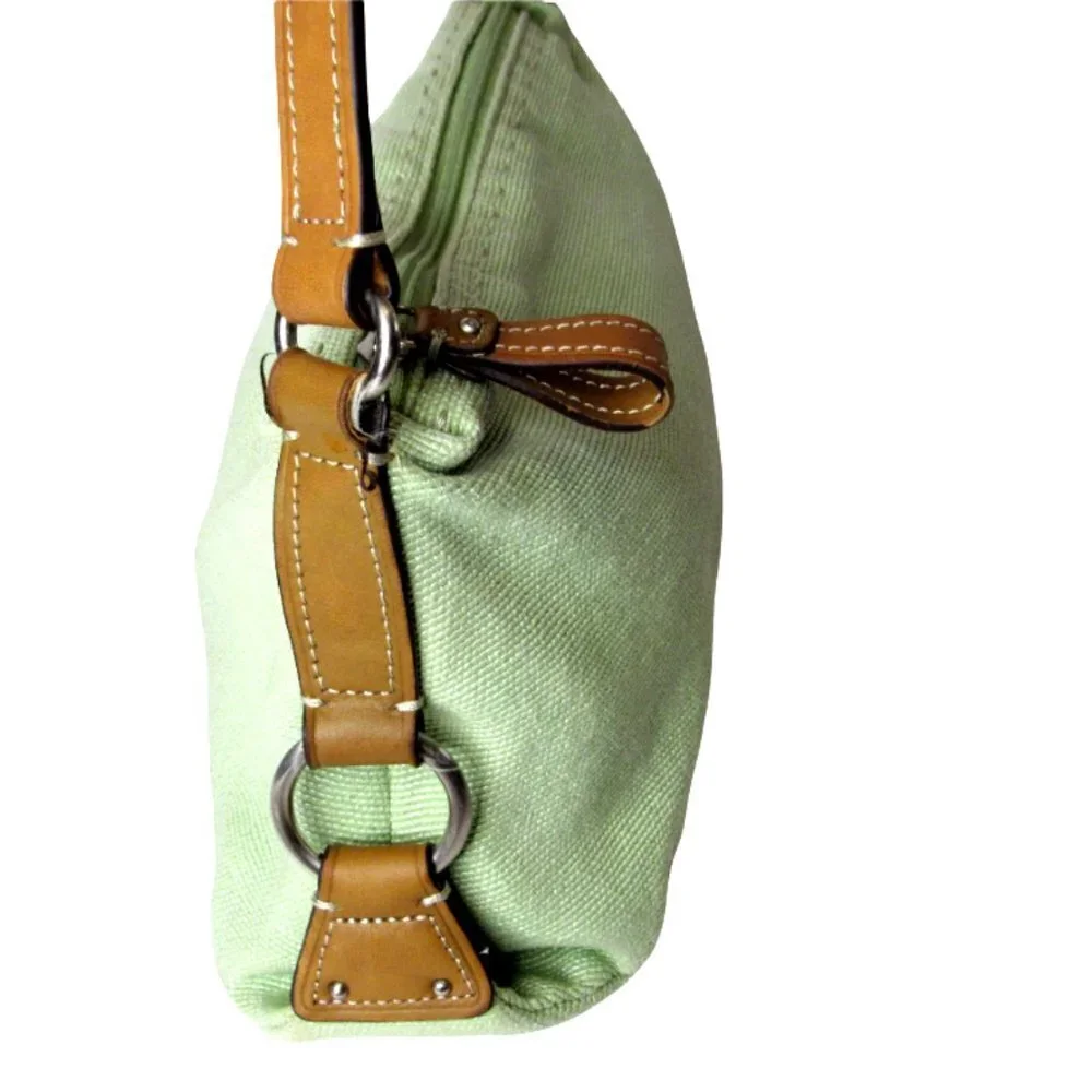 Fossil Purse Sea Grass Green Weaved Shoulder Bag Leather Strap Floral Li… - Picture 3 of 9